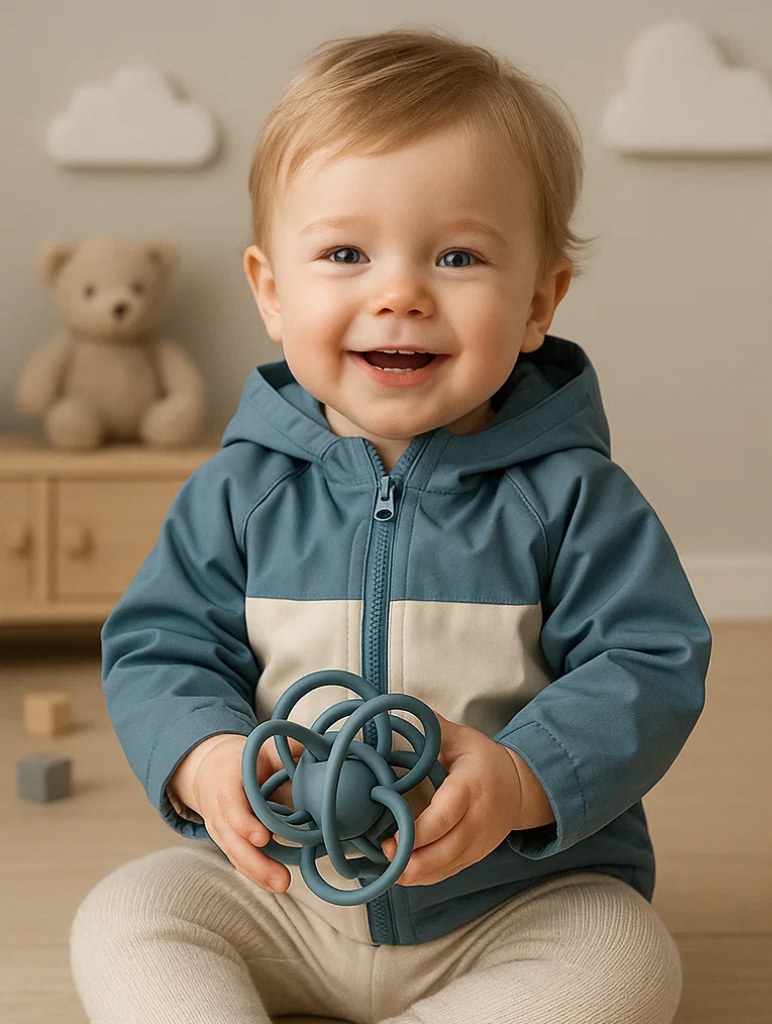 Ocean Blue Sensory Grasp Ball – Safe Silicone Teether for Calm Learning