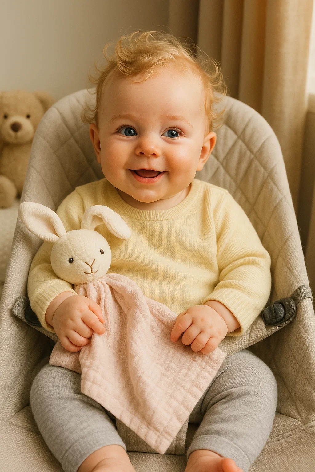 Pelúcia sensorial macia – conforto essencial para o sono do bebê