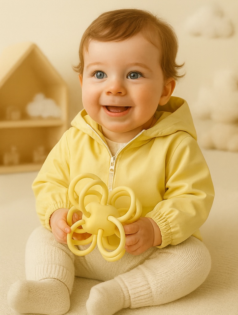 Sunshine Yellow Teether Ball – Bright Sensory Toy for Infant Grip & Teething