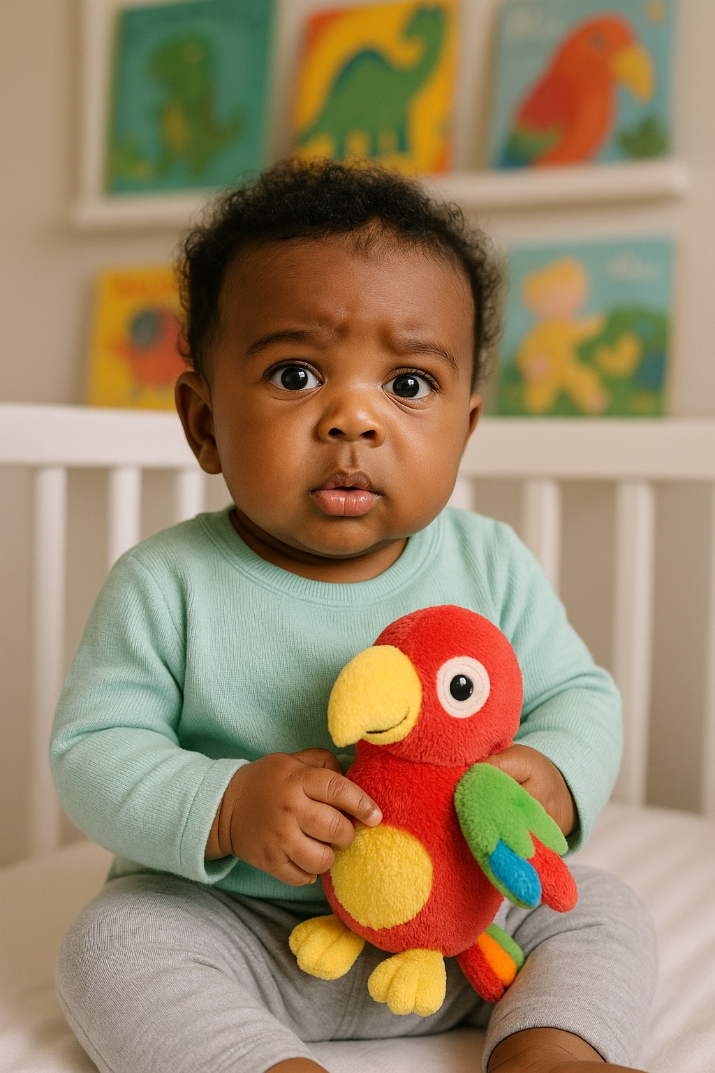 Soft Plush Parrot Toy – Perfect for Baby’s Early Learning and Sensory Development