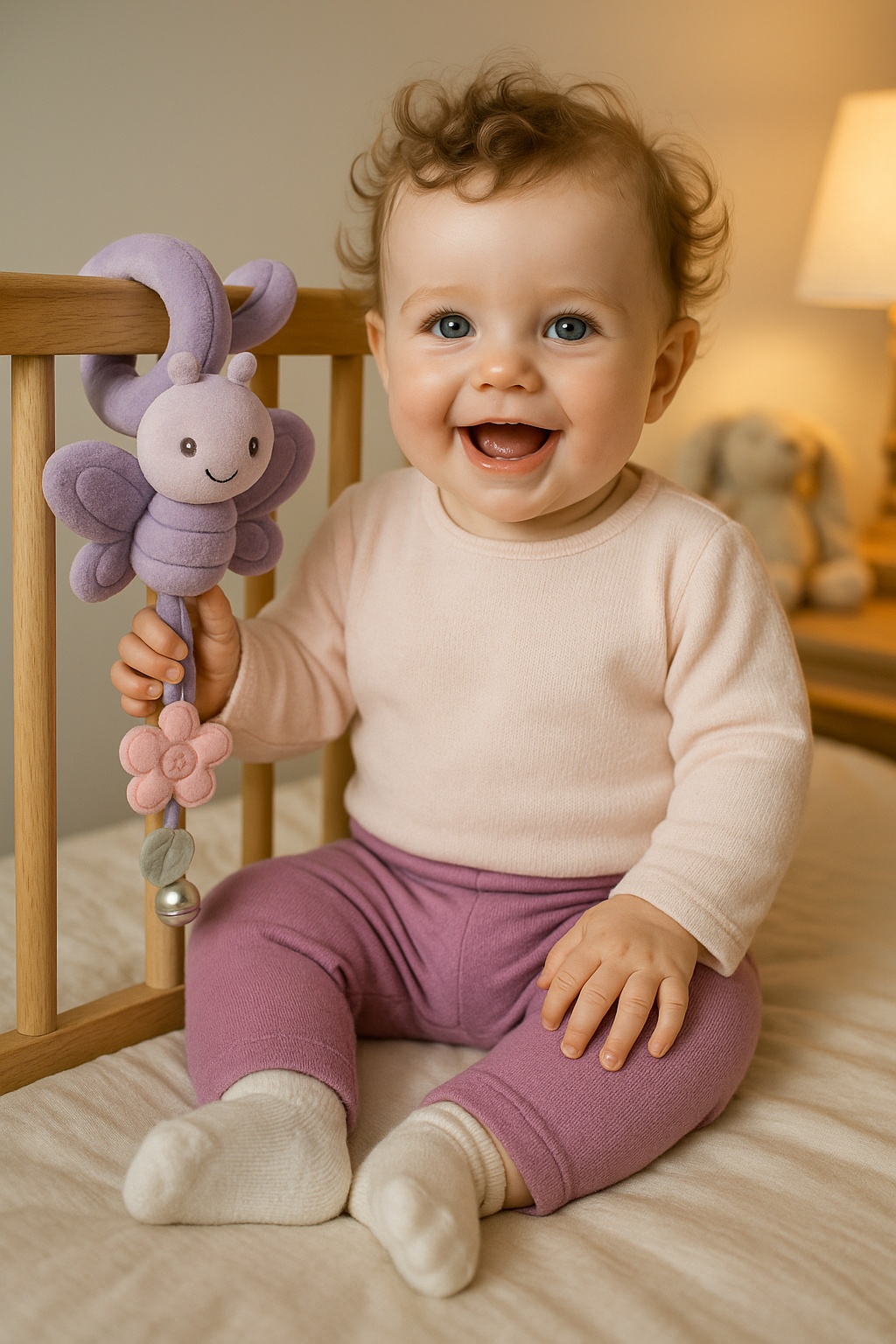 Juguete colgante para cuna de bebé – suave, seguro y estimula los sentidos