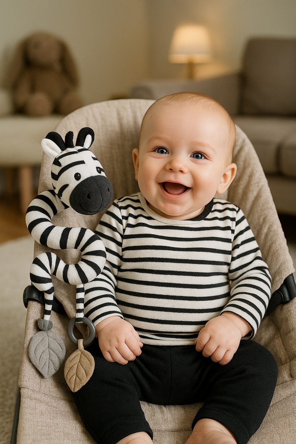 Brinquedo de berço suspenso para bebês – design macio, seguro e educativo