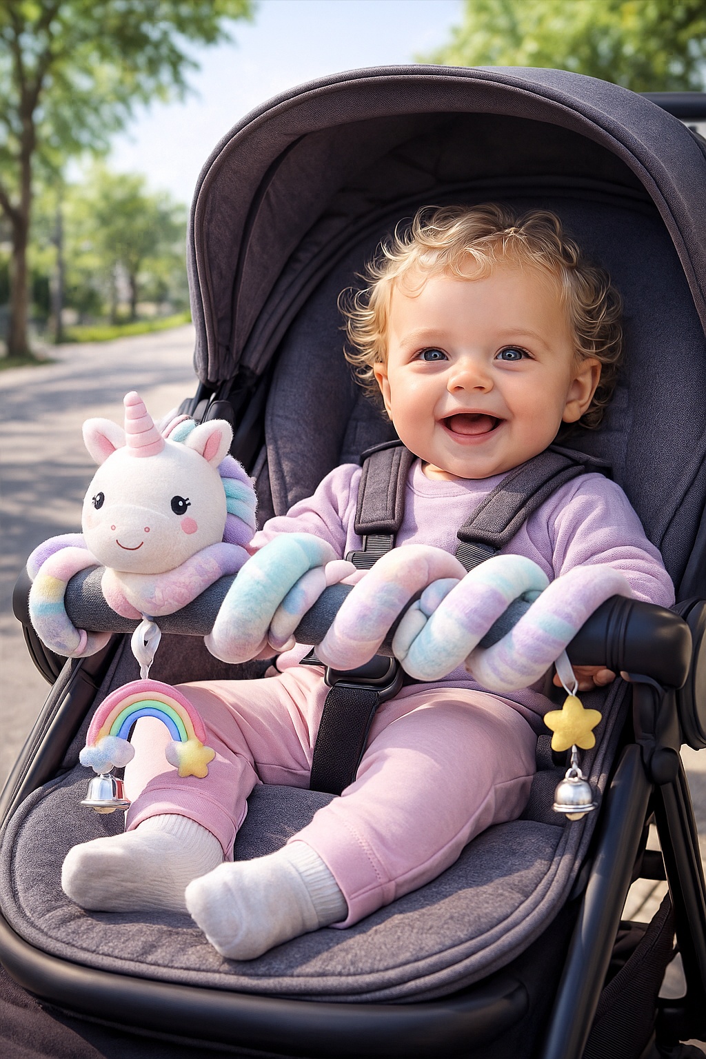 Spielzeug zum Aufhängen am Babybett – weich, sicher und sensorisch anregend