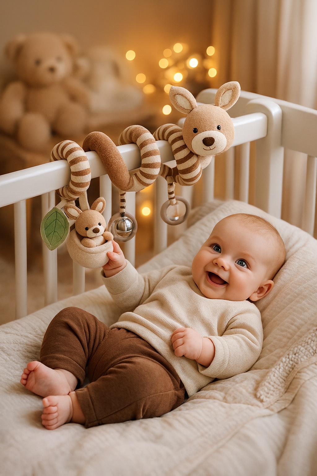 Měkká závěsná hračka pro postýlku – bezpečná a rozvíjející hračky pro miminka