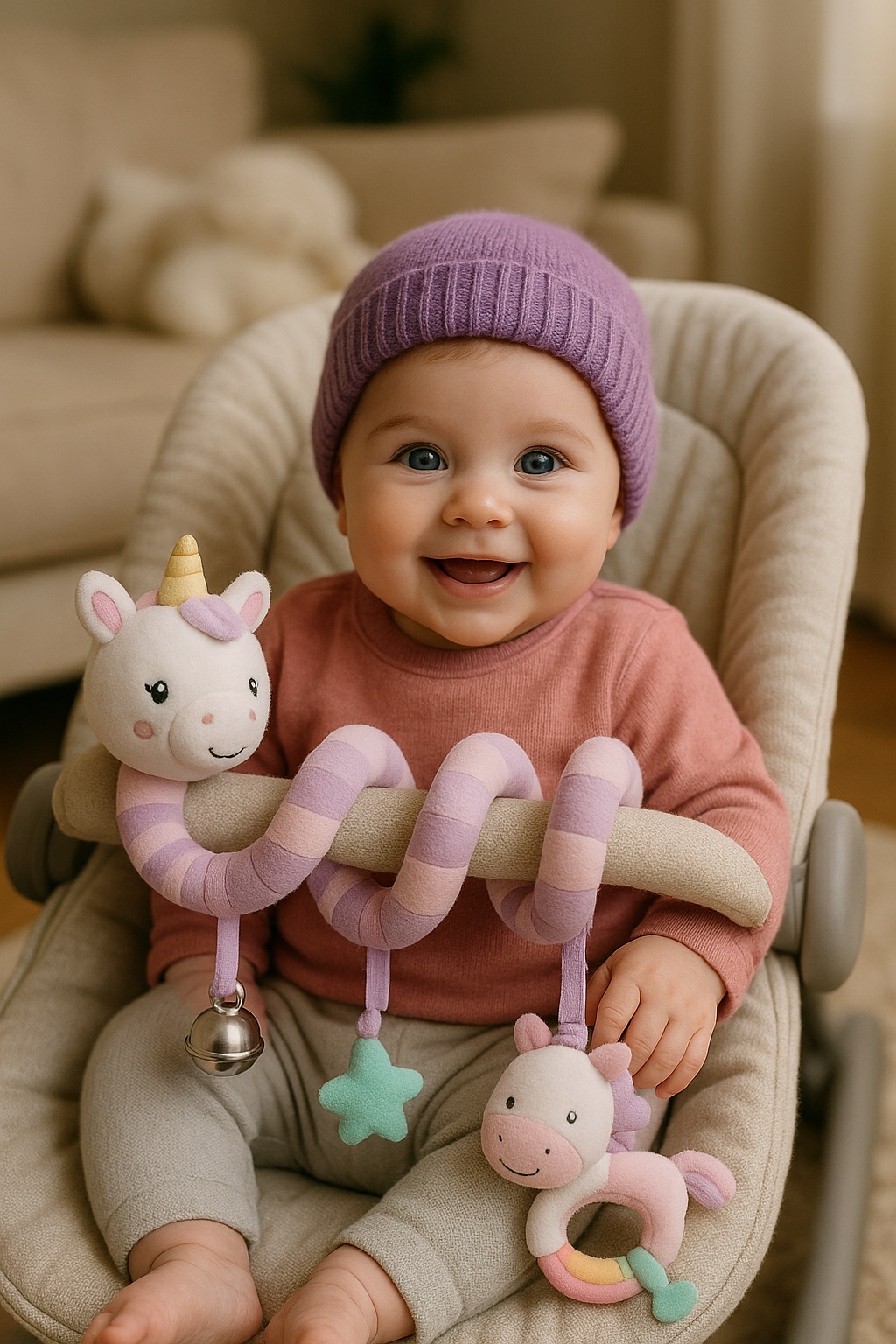 Brinquedo Espiral de Berço – Estímulo Sensorial com Design de Elefante Seguro (0–2 anos)