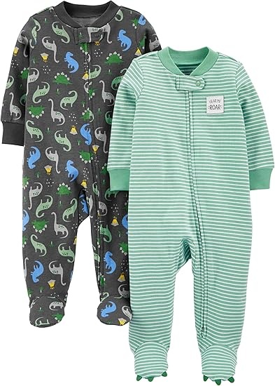 2-Pack Dinosaur Baby Footies – Soft Cotton Sleepers with Fun Prints