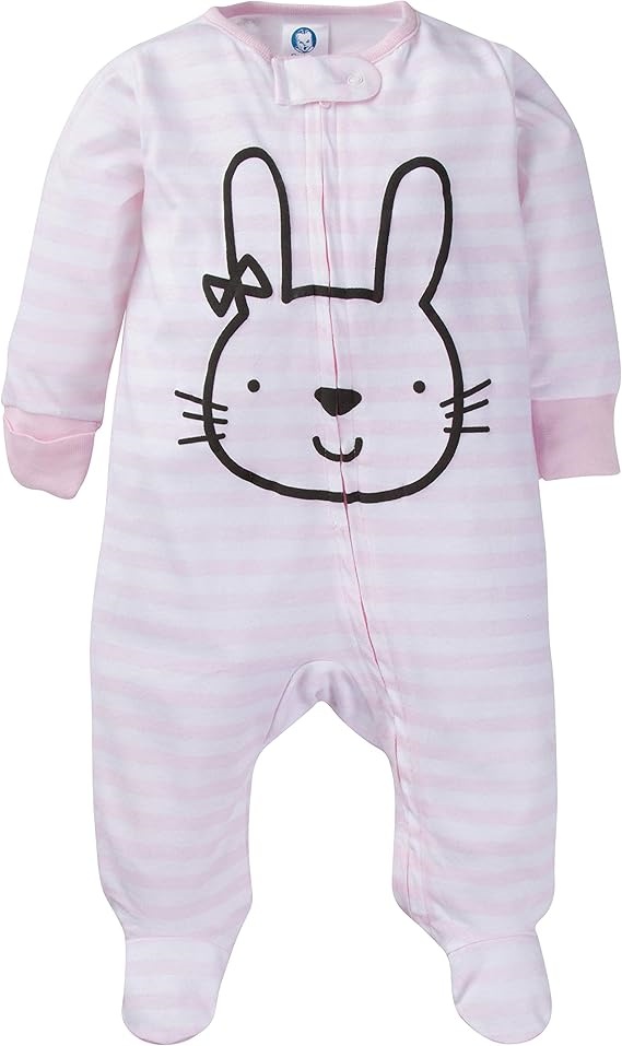Grenouillère rayée rose à motif lapin avec bandeau assorti – Cadeau idéal B2B