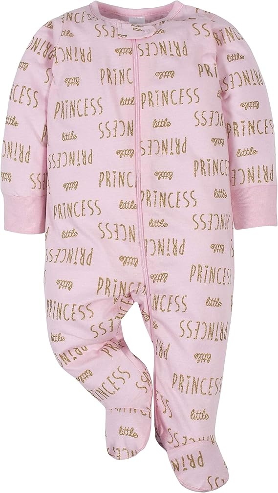 Glitter Letter Print Baby Footed Onesie – Ideal for Girls’ Boutique Collections