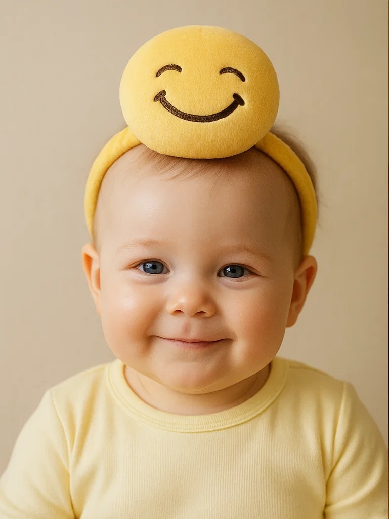Cute Emoji Face Baby Headband Comfortable Plush Hair Accessory Ideal for Newborns and Toddlers