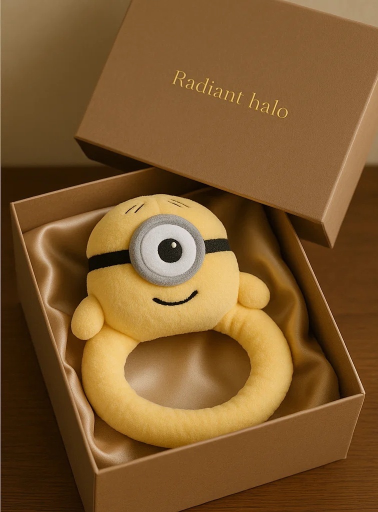 Smiling One-Eyed Plush Minion Baby Headband – Classic Yellow