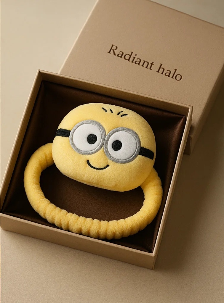Double-Eyed Smiling Minion Headband with Plush Texture