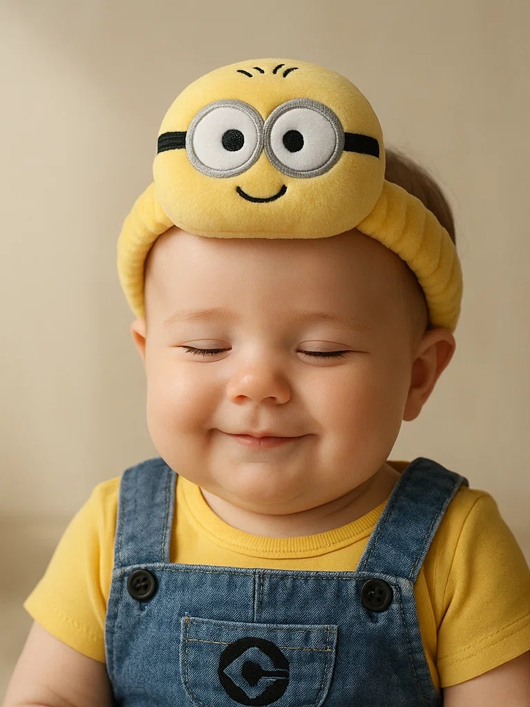 Double-Eyed Smiling Minion Headband with Plush Texture