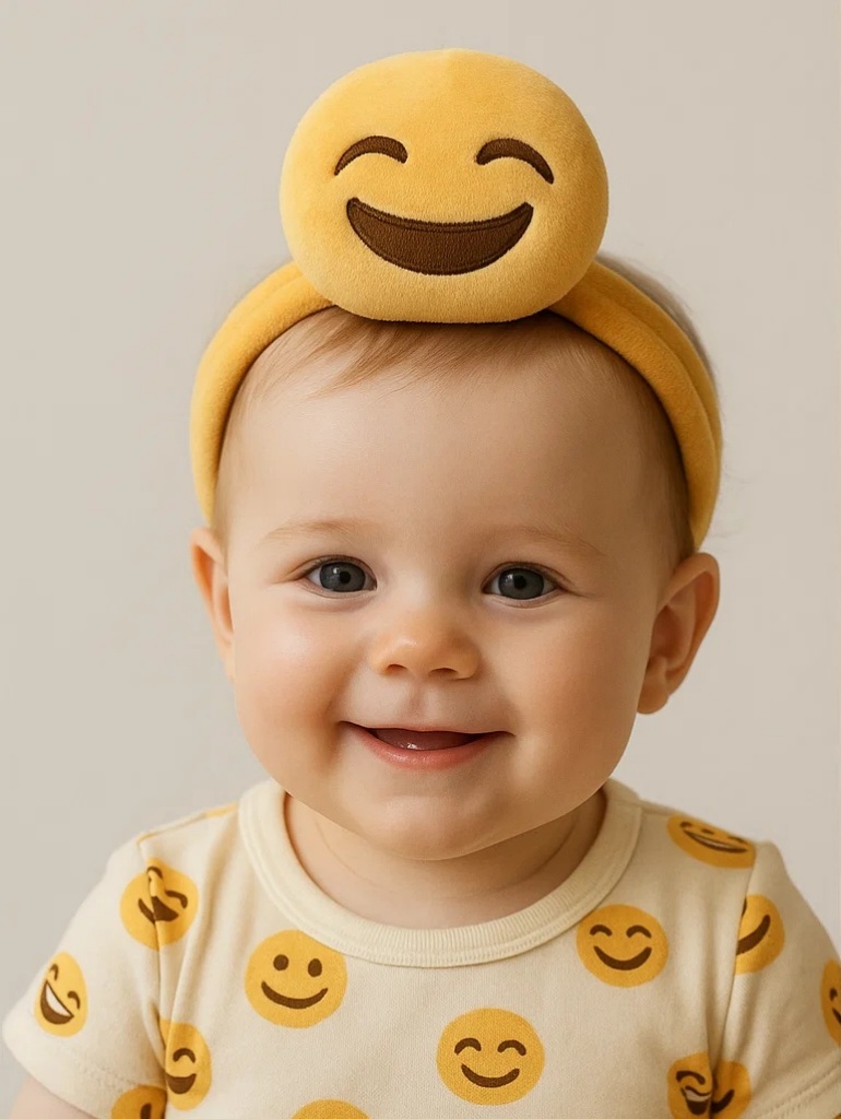 Classic Smile Emoji Headband for Infants