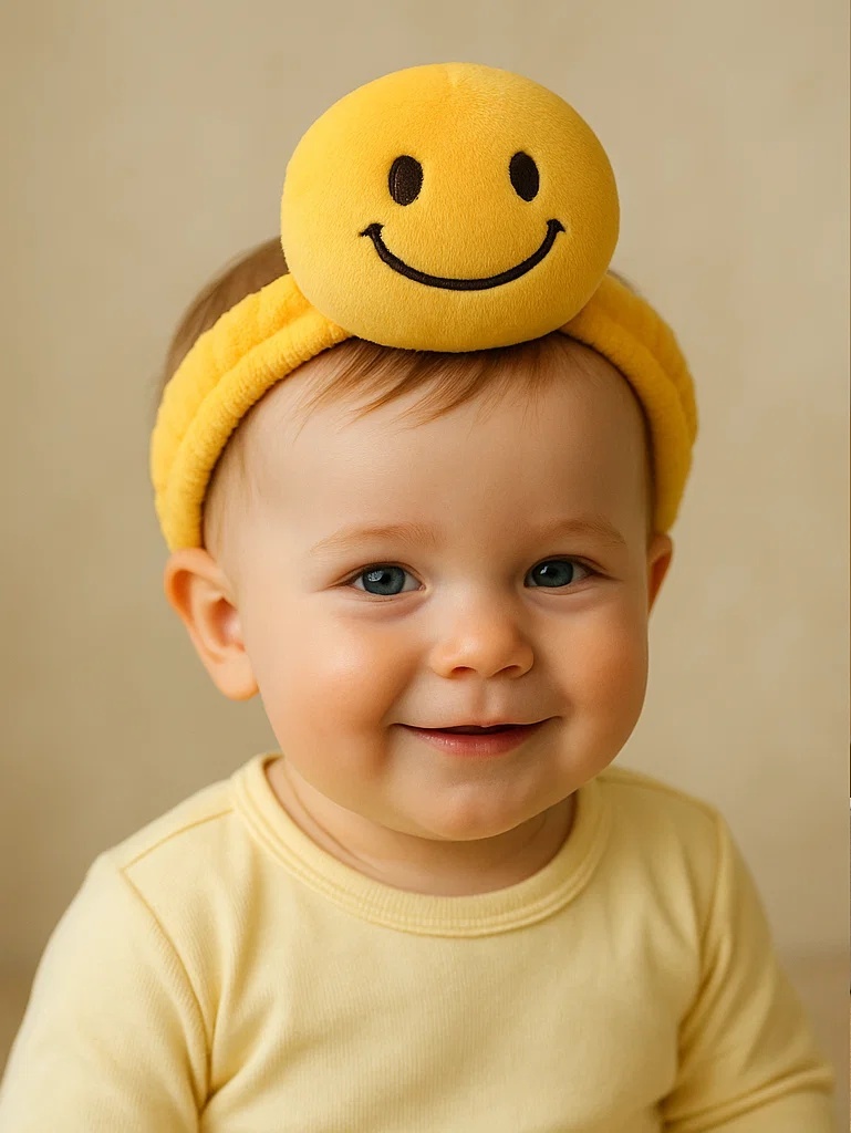 Emoji Baby Headband Soft Plush Infant Hair Accessory for Daily Wear Photoshoot and Special Occasions