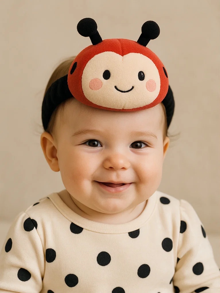 Faixa de Cabelo Joaninha para Bebê em Pelúcia Macia