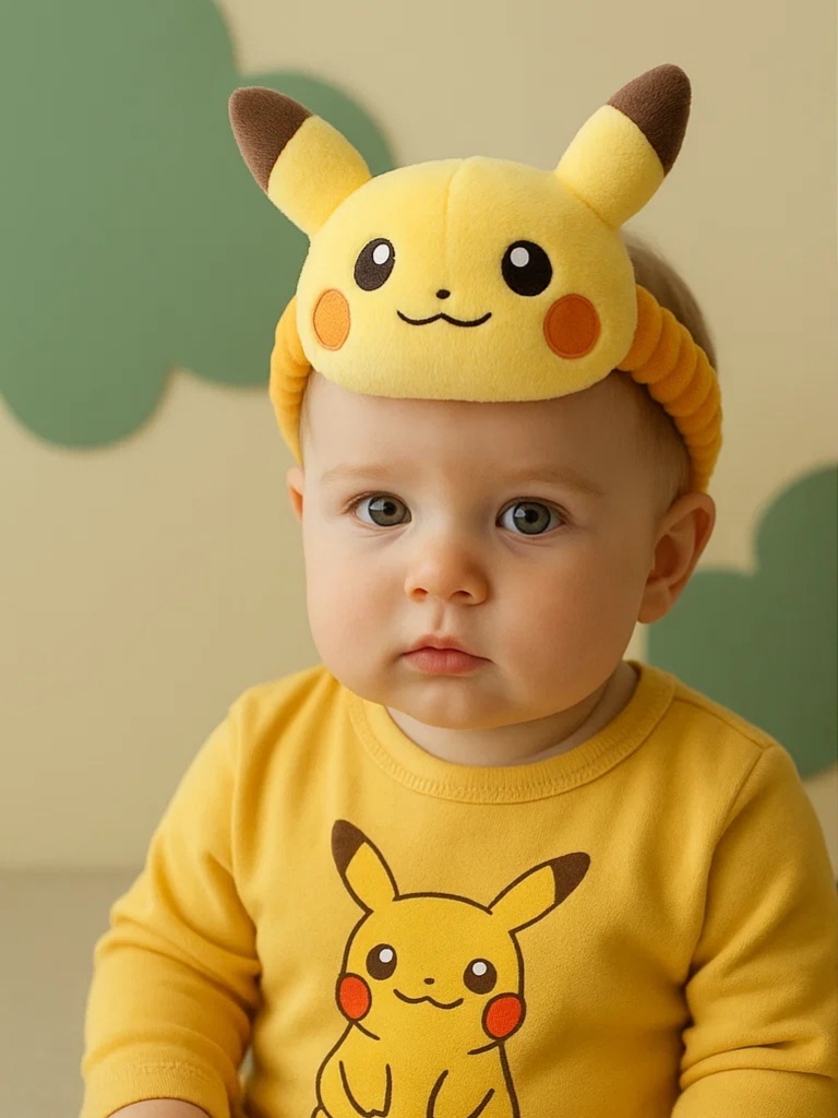 Cartoon Plush Headband for Infants – Pokémon Style