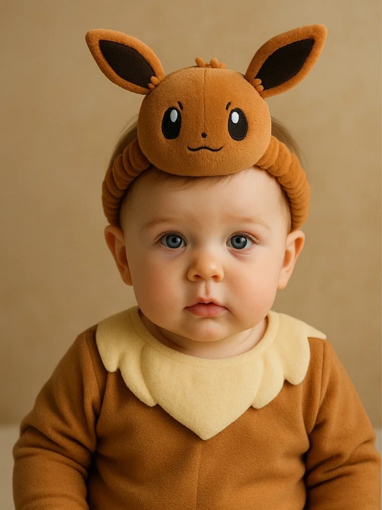 Soft Infant Headband with Pikachu and Eevee Design