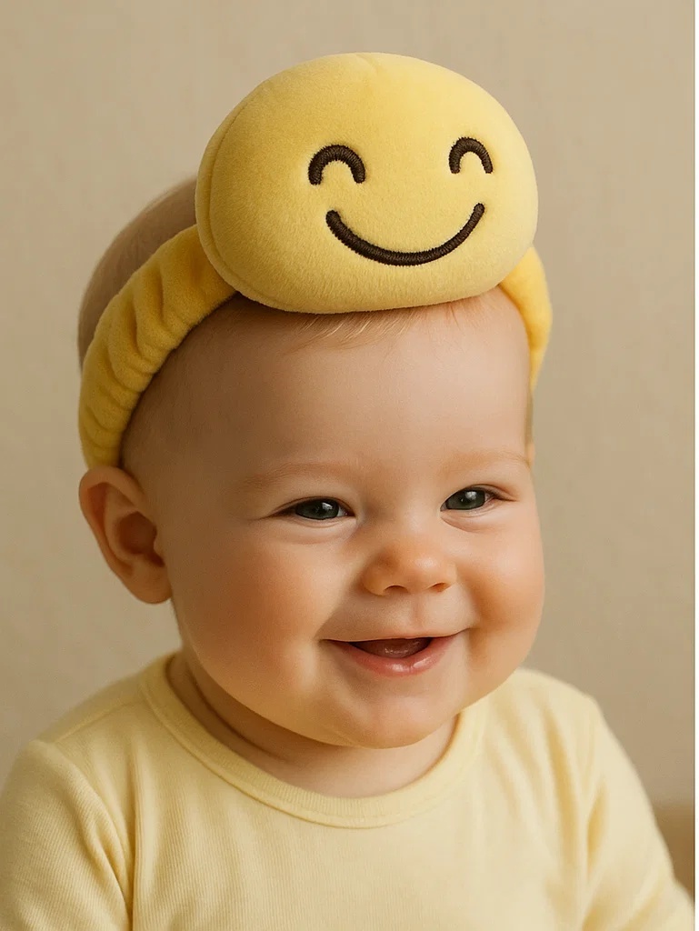 Toddler Emoji Headband Adorable Plush Hairband with Smiley Face Soft and Breathable Baby Accessory