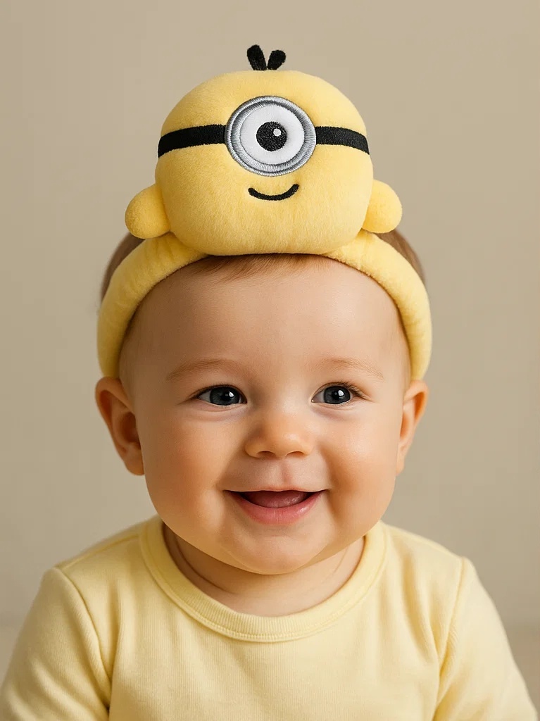 Minions Baby Headband with Tiny Hair Knot Plush