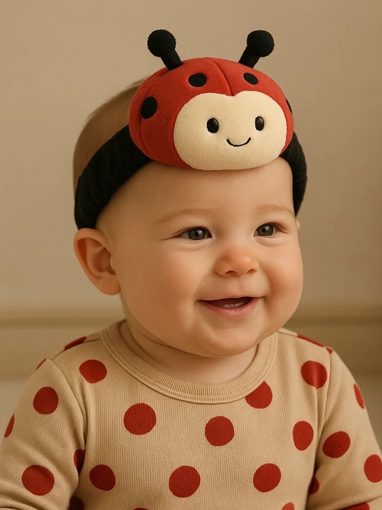 赤ちゃん用てんとう虫風カチューシャ 柔らかいぬいぐるみ素材