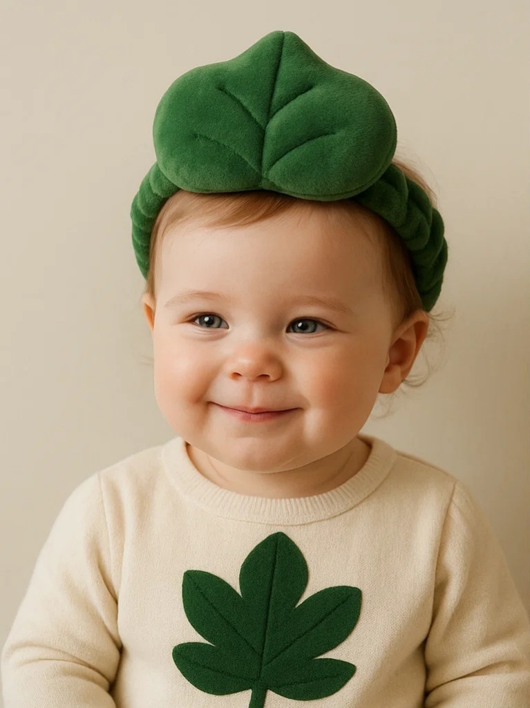 Leaf Plush Baby Headband - Dark Green