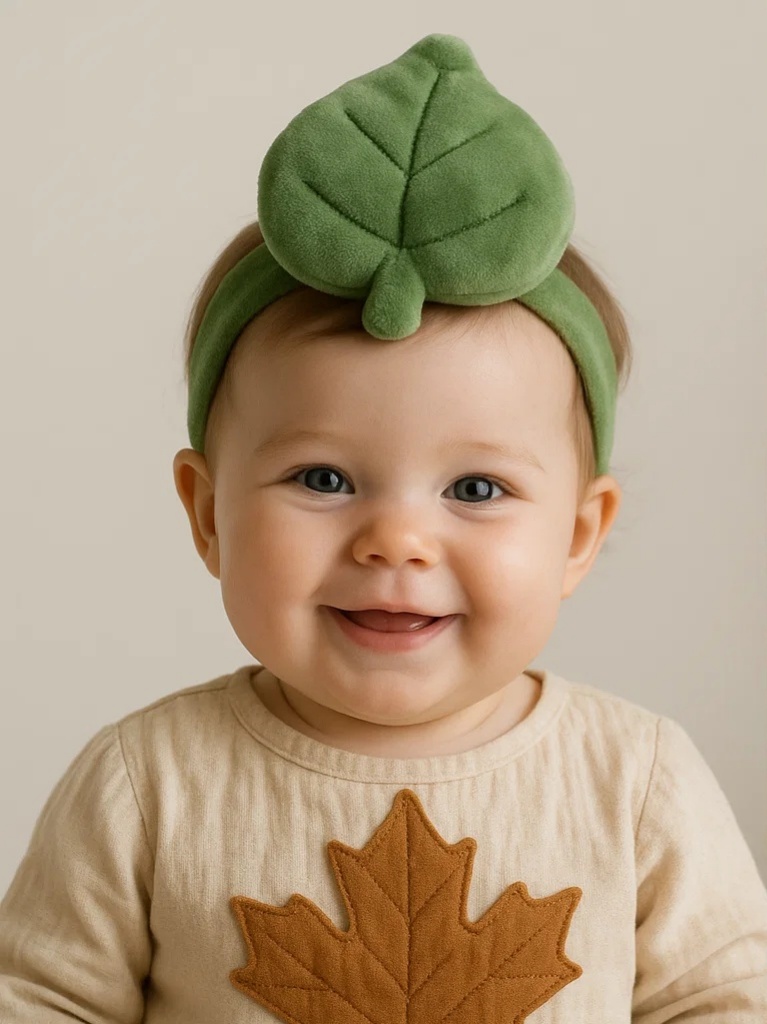 Leaf Plush Baby Headband - Light Olive