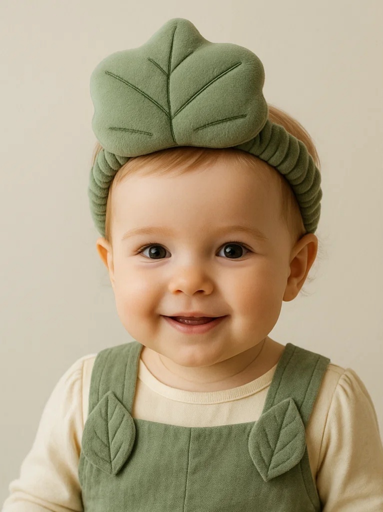 Leaf Plush Baby Headband - Sage Green