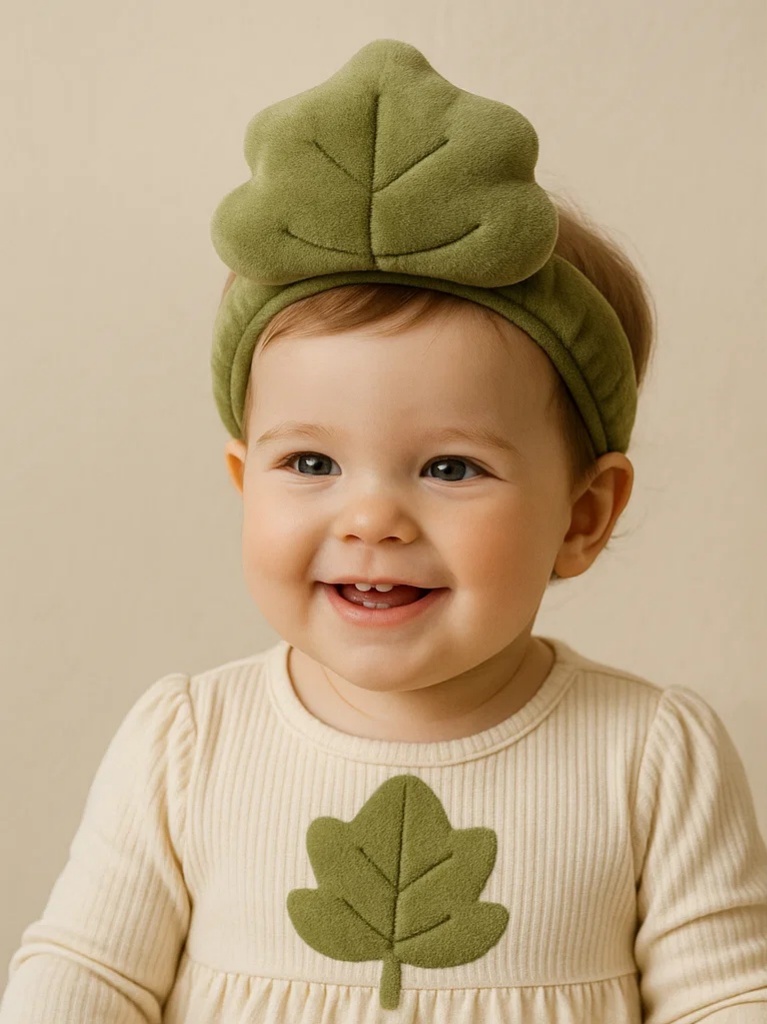 Leaf Plush Baby Headband - Earthy Green