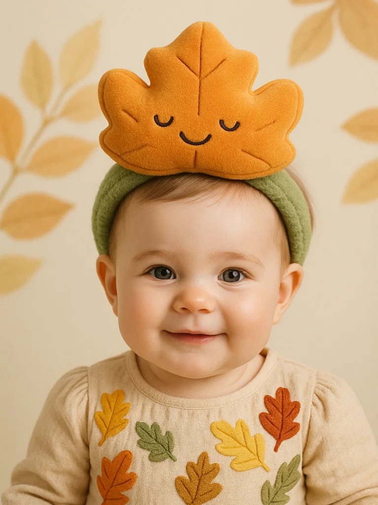 Čelenka pro Miminko s Přírodním Listovým Vzorem