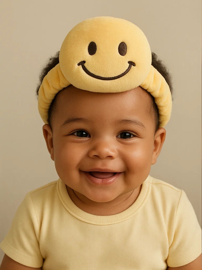 Baby Emoji Headband Cute Infant Hair Accessory Smiley Face Plush Band Soft and Comfortable Perfect Gift