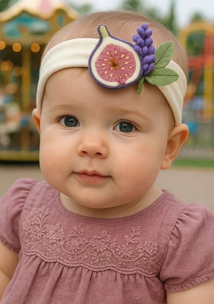 Sweet Baby Headband with Fig and Lavender Flower Design – The Perfect Cute Accessory!