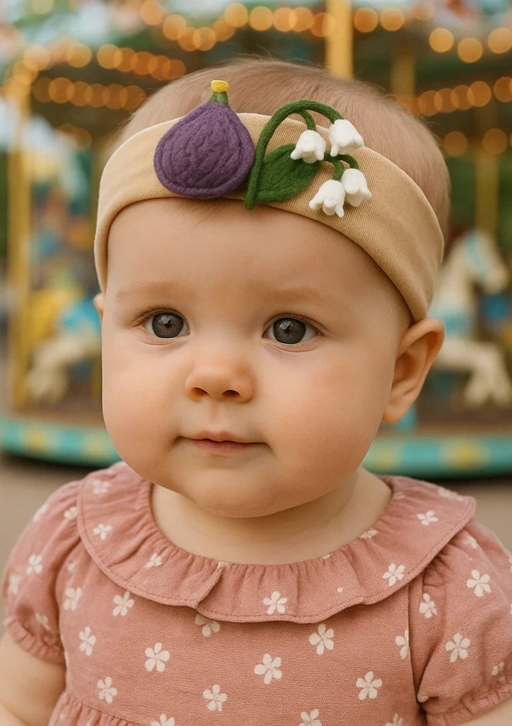 Fig and Bellflower Bliss! | Plush Fig and Flower Headband for Baby Girls