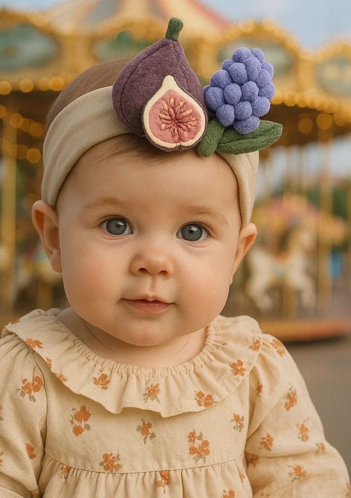 Fig and Iris Baby Headband | Elegant Plush Floral Crown for Little Girls