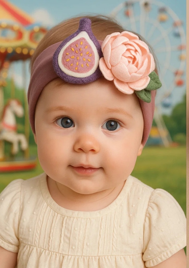 Fig and Rose Bliss! | Adorable Plush Headband for Stylish Baby Girls
