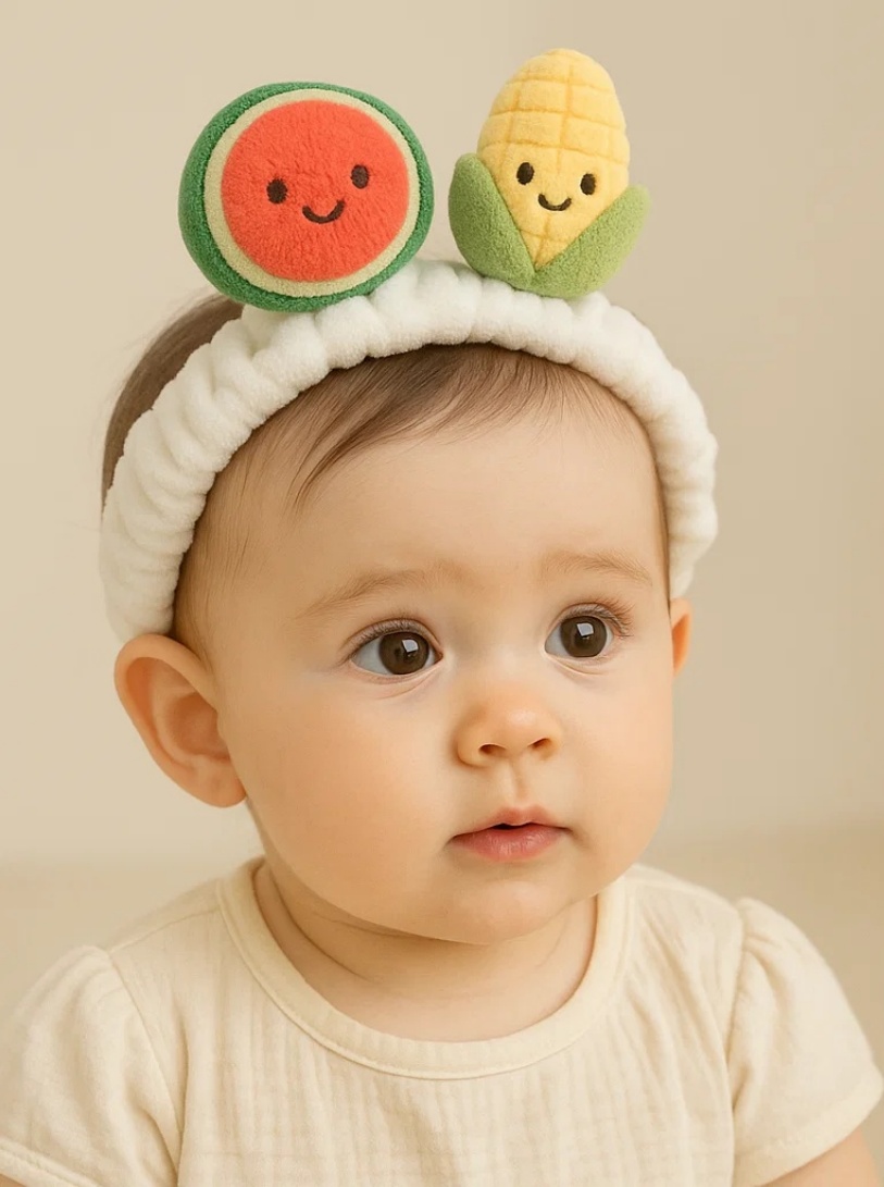 Baby Headband with Watermelon and Corn Design