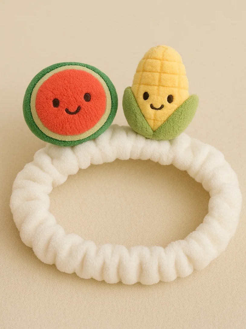 Baby Headband with Watermelon and Corn Design