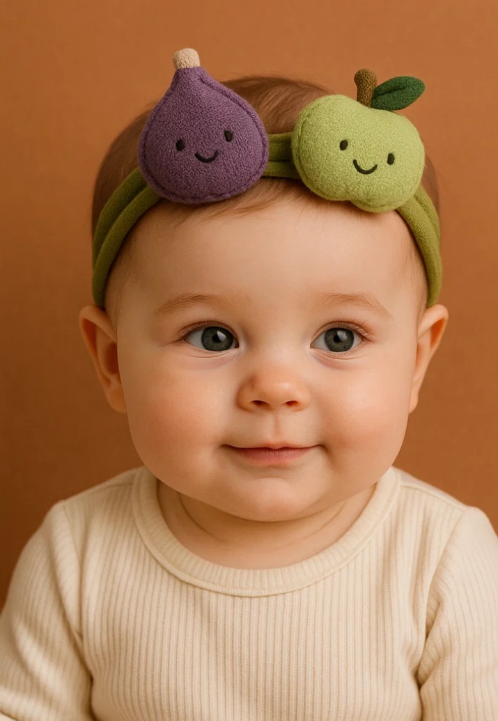 Fruit Fusion on Your Baby’s Head – Fig and Green Apple Plush Baby Headband!
