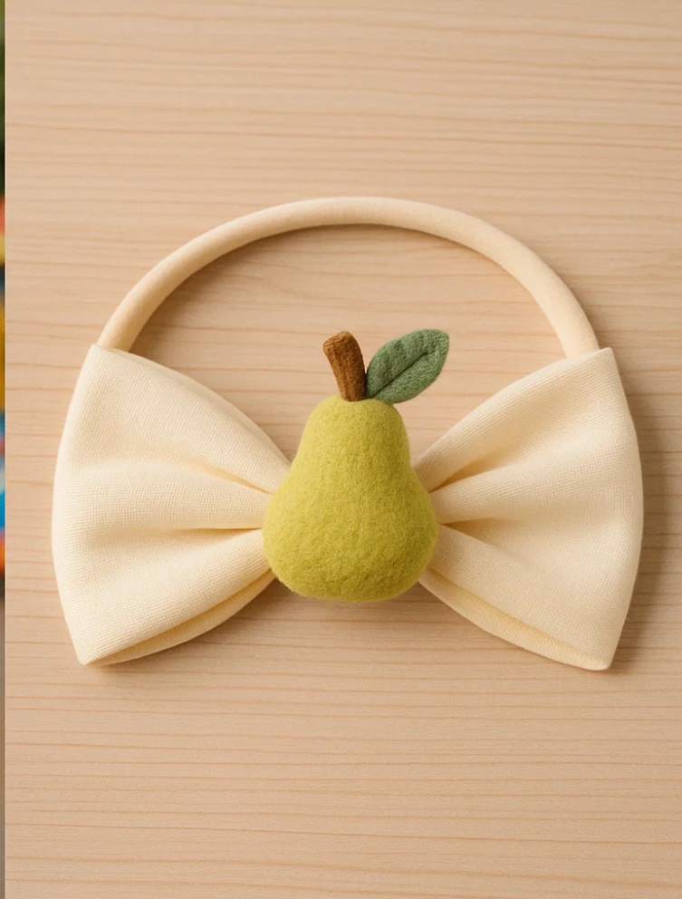 Pear-Themed Baby Headband with Bow