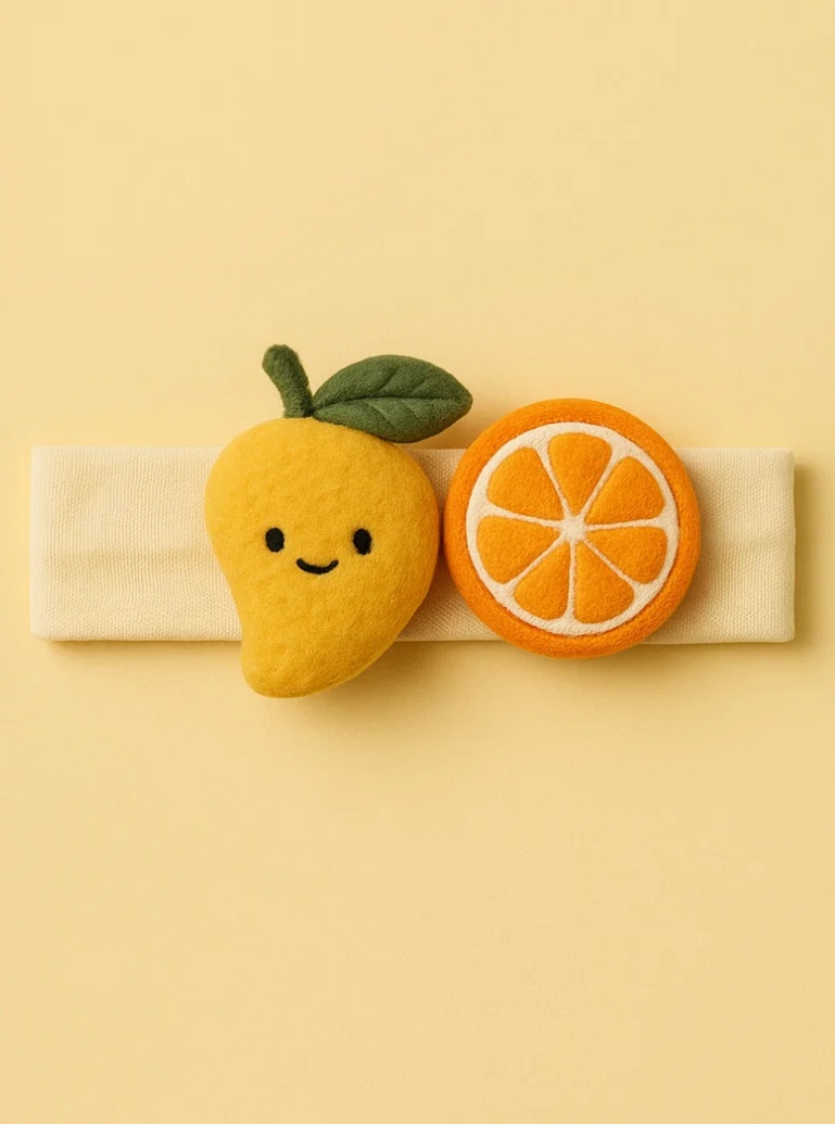 Go Bananas for Mango and Orange – Cute Plush Baby Headband with Fruity Fun for Your Little One!