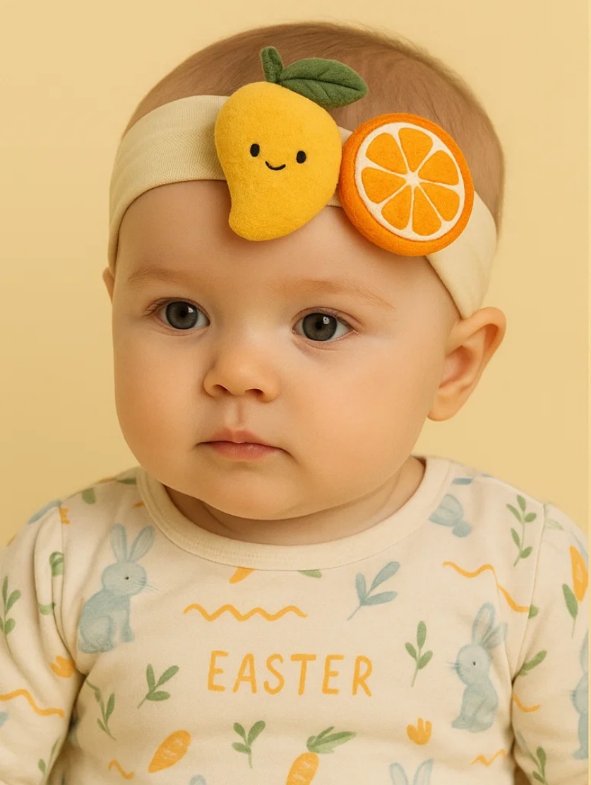 Go Bananas for Mango and Orange – Cute Plush Baby Headband with Fruity Fun for Your Little One!