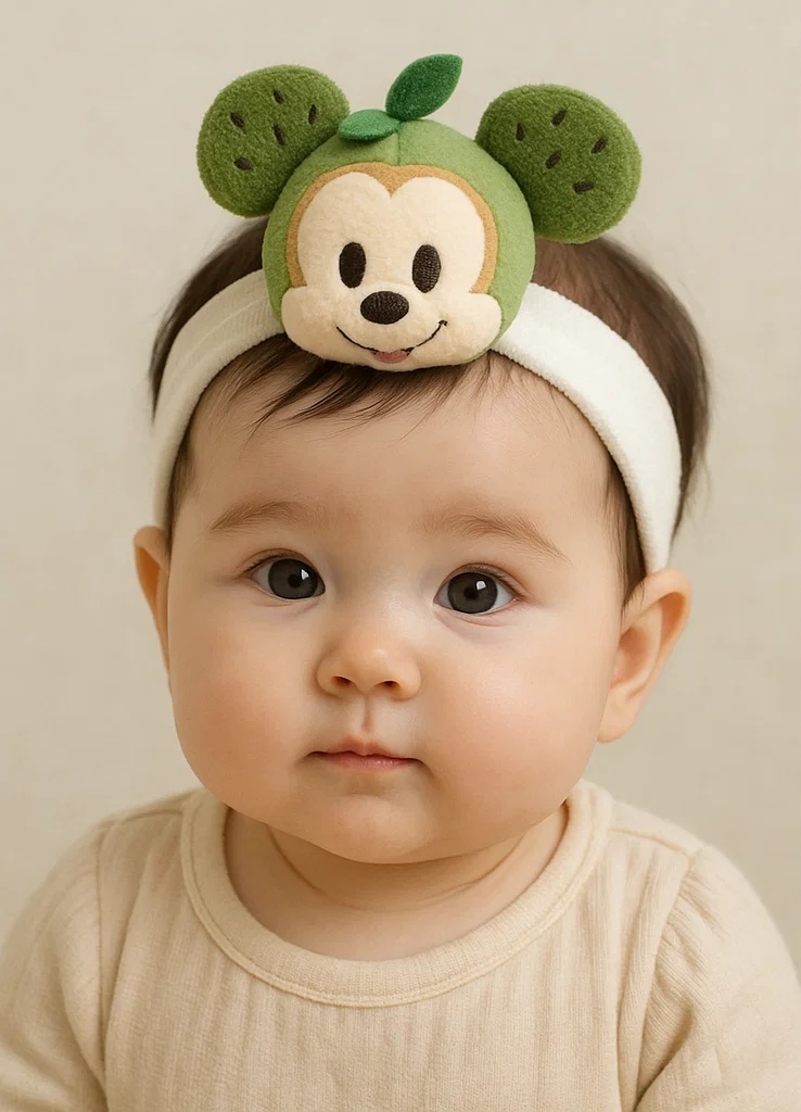 Mickey Mouse with Green Kiwi Plush Baby Headband