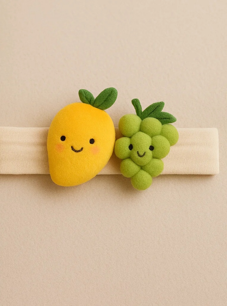 Go Bananas for Mango and Green Grape – Cute Plush Baby Headband with Fruity Fun for Your Little One!