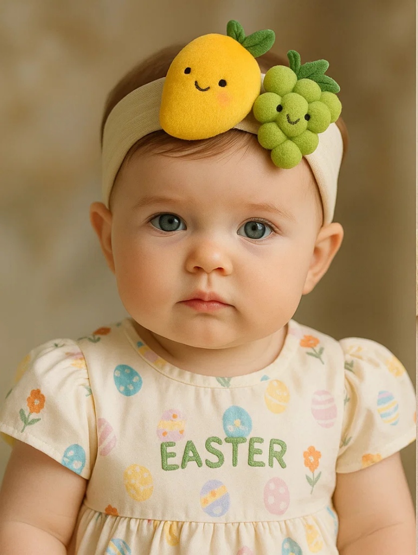 Go Bananas for Mango and Green Grape – Cute Plush Baby Headband with Fruity Fun for Your Little One!