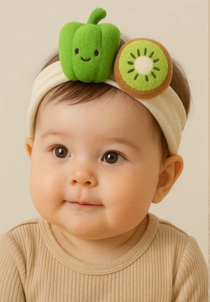 Kiwi and Green Pepper Plush Baby Headband