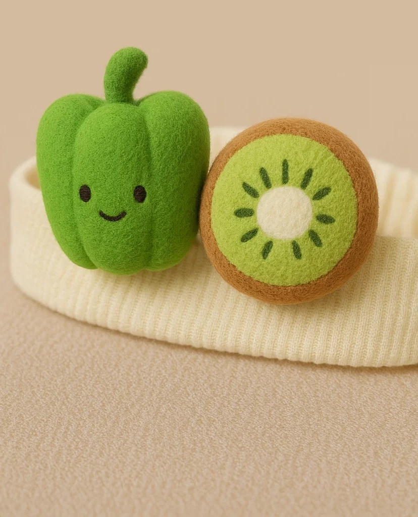 Kiwi and Green Pepper Plush Baby Headband
