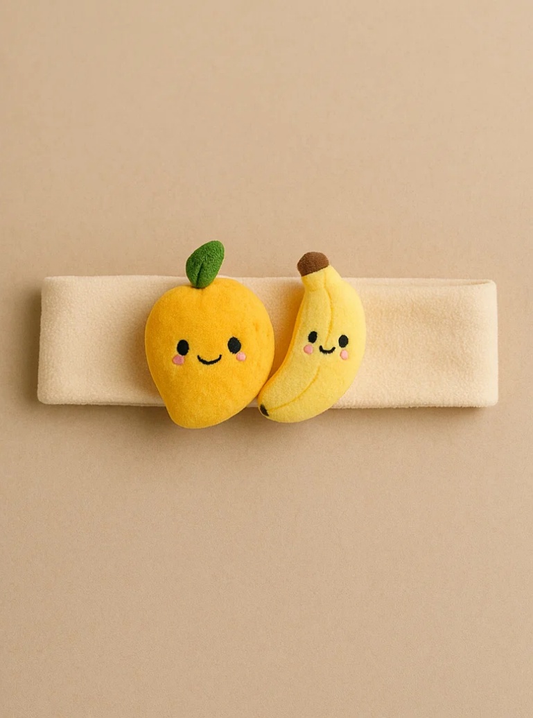Go Bananas for Mango and Banana – Cute Plush Baby Headband with Fruity Fun for Your Little One!