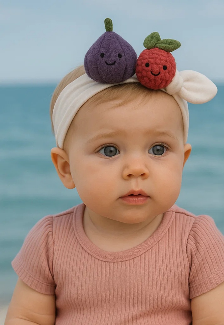 Fruit Combo on Your Baby’s Head – Fig and Cherry Tomato Plush Baby Headband!