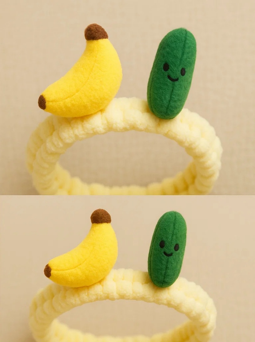 Baby Headband with Banana and Cucumber Design