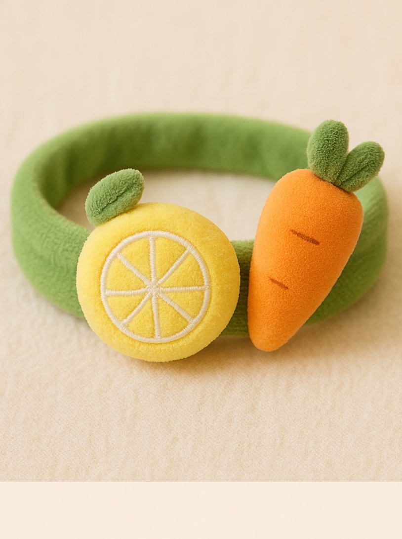 Baby Headband with Lemon and Carrot Design