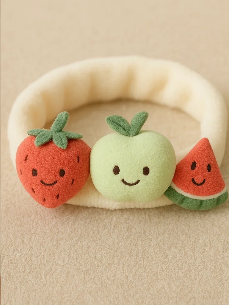 Raspberry-Themed Baby Headband with Crochet Berries and Leaves